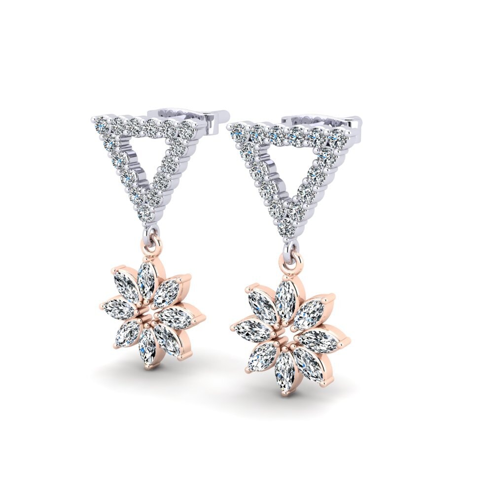 14ct White / Rose Gold Marquise Women's Earring Noyer