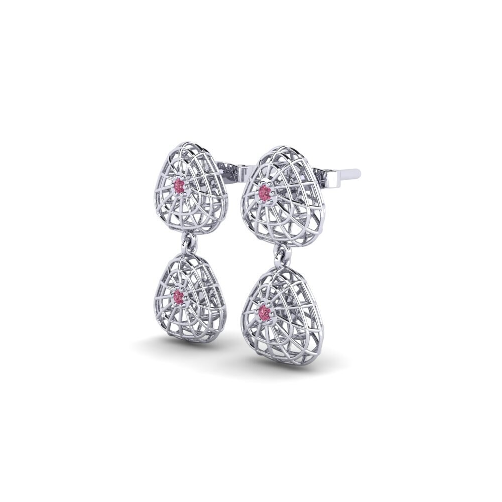 14ct White Gold Rhodolite Garnet Women's Earring Nsia