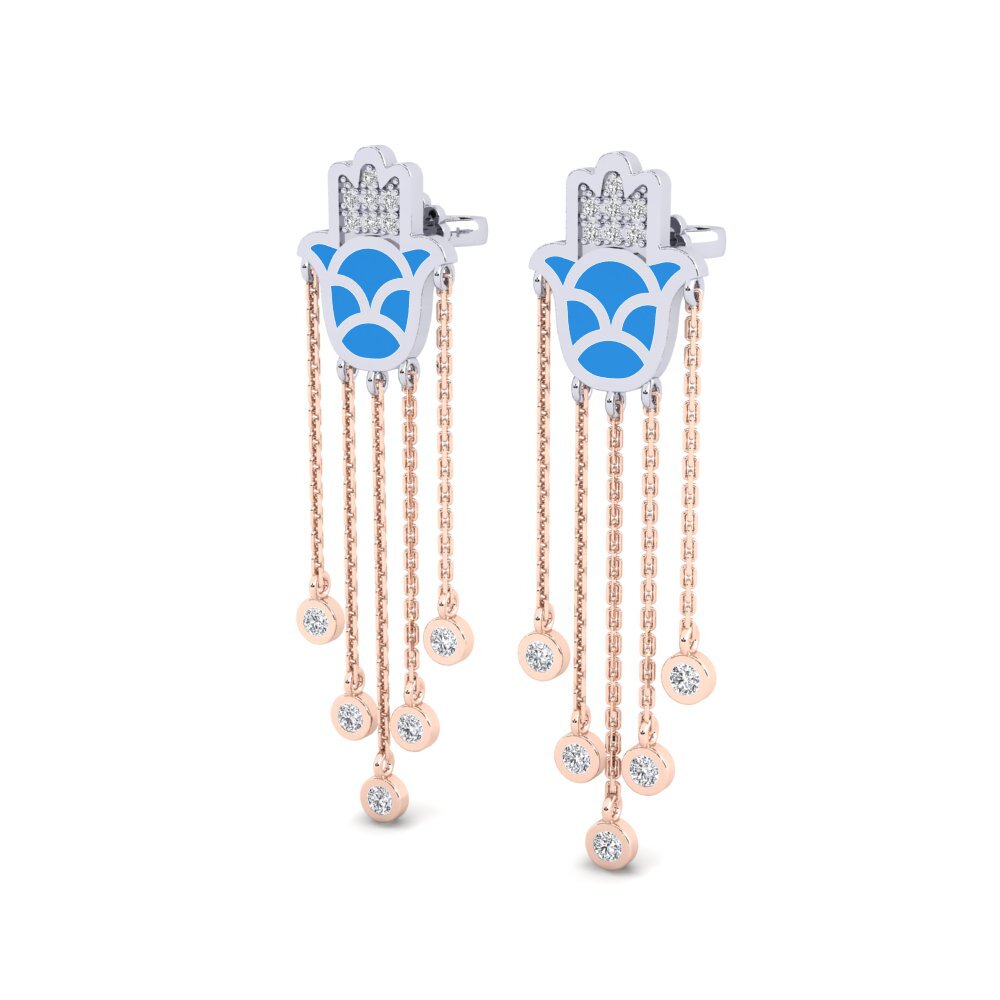 14k Oro Rosa & Blanco Pendiente de mujer Ntseeg