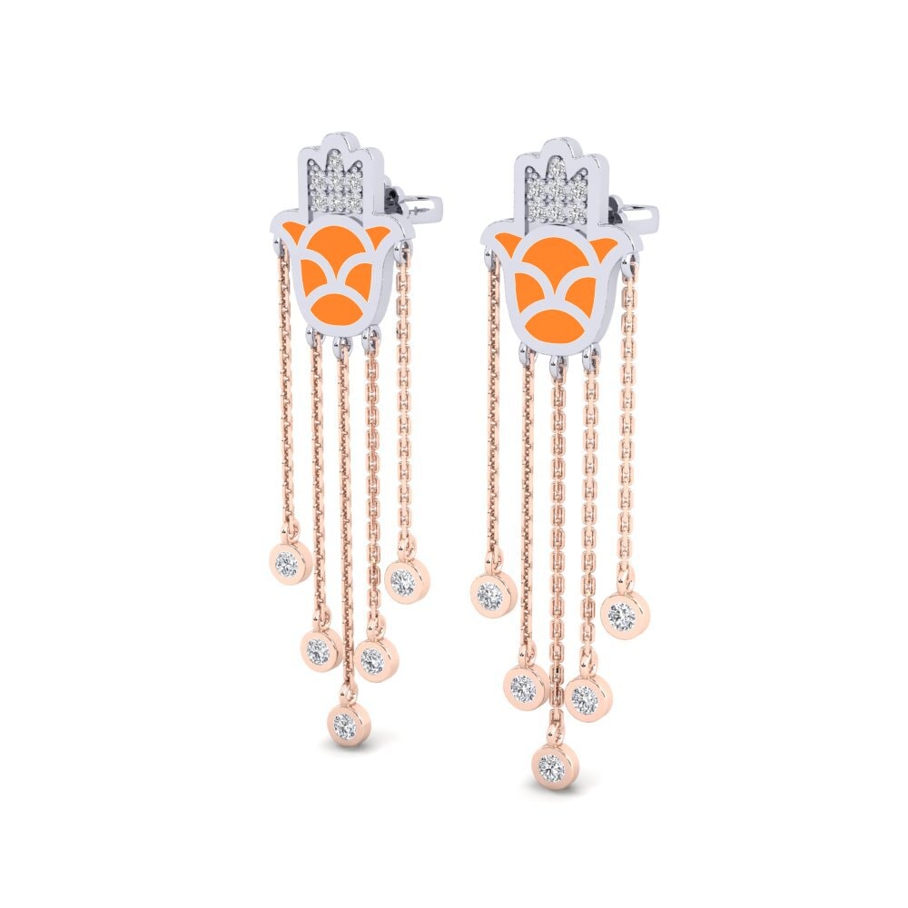 14ct Rose / White Gold Women's Earring Ntseeg