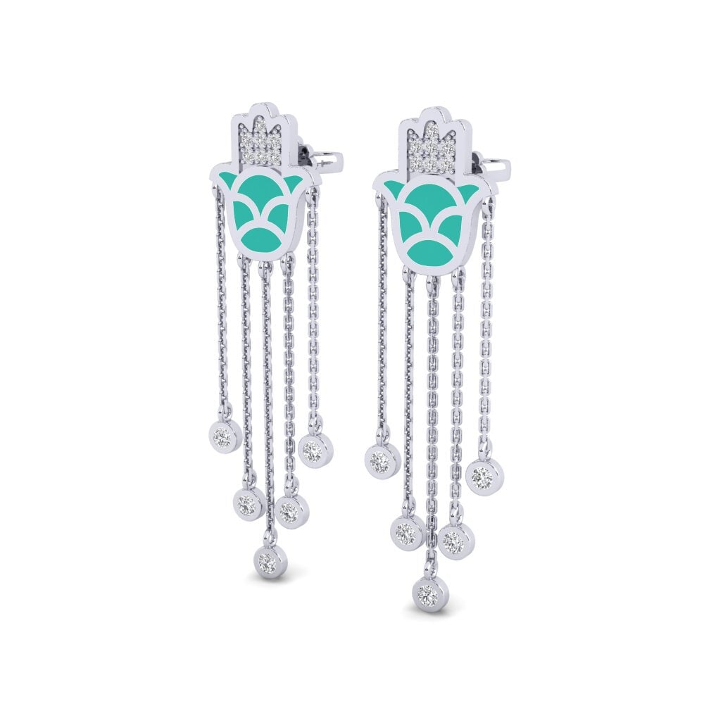 18ct White Gold Women's Earring Ntseeg