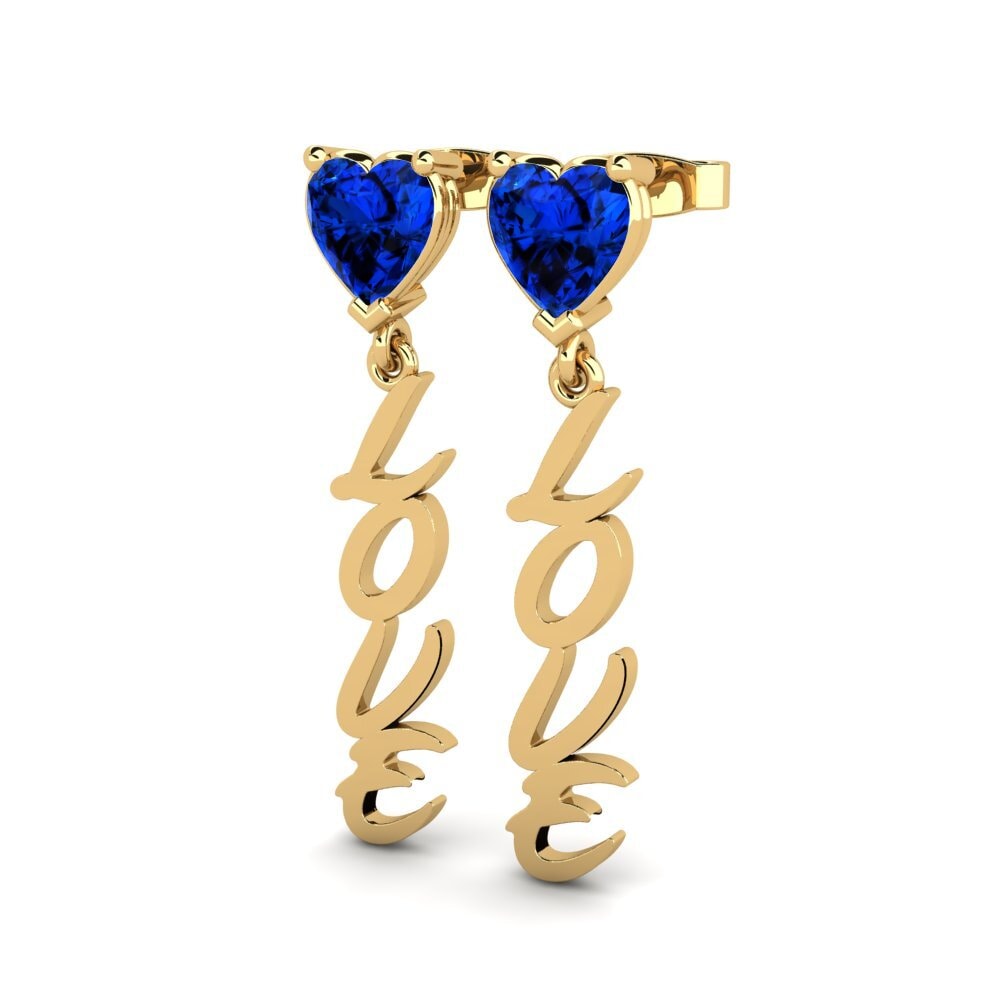 14ct Yellow Gold Sapphire (Lab Created) Women's Earring Oak