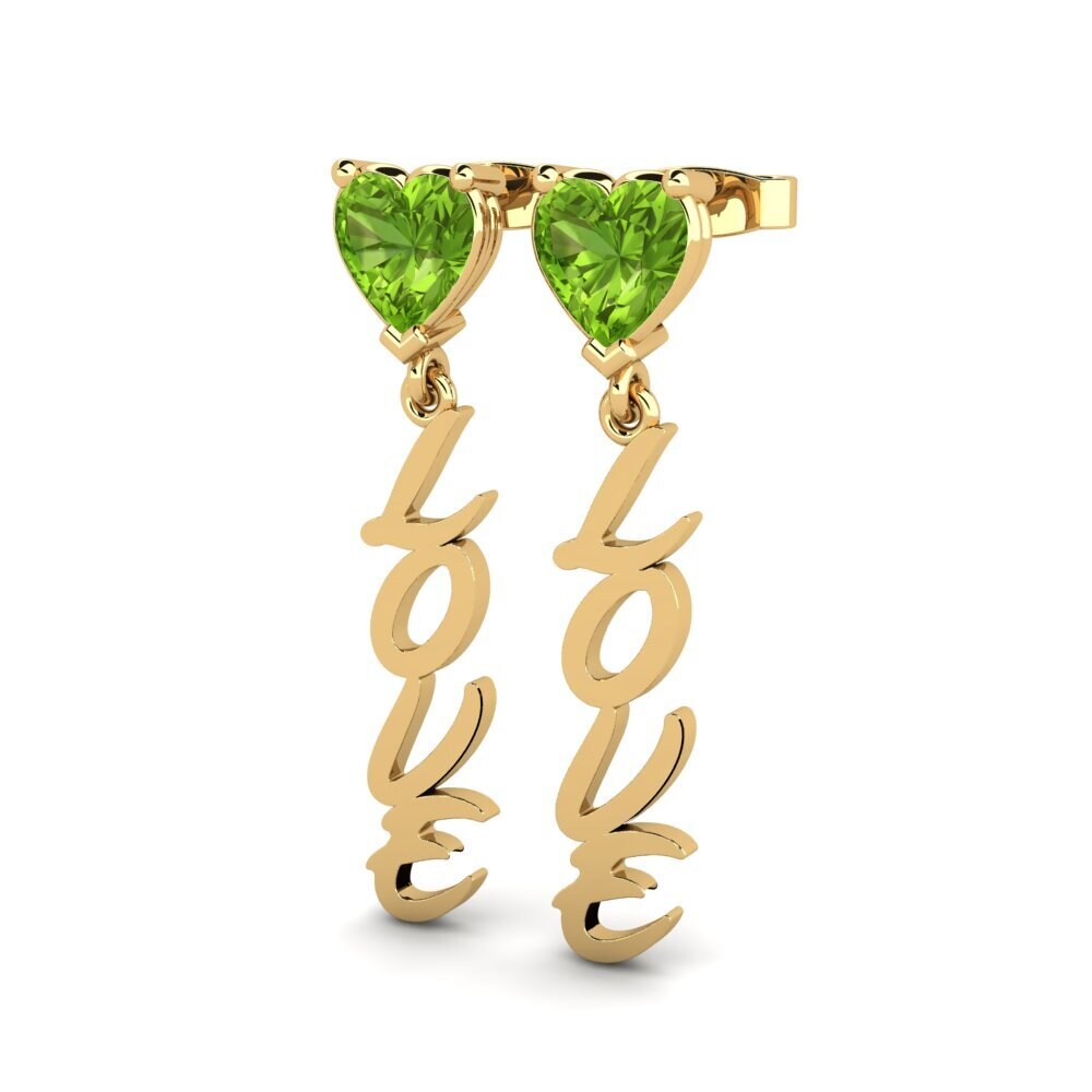14k Oro Amarillo Peridoto Pendiente de mujer Oak