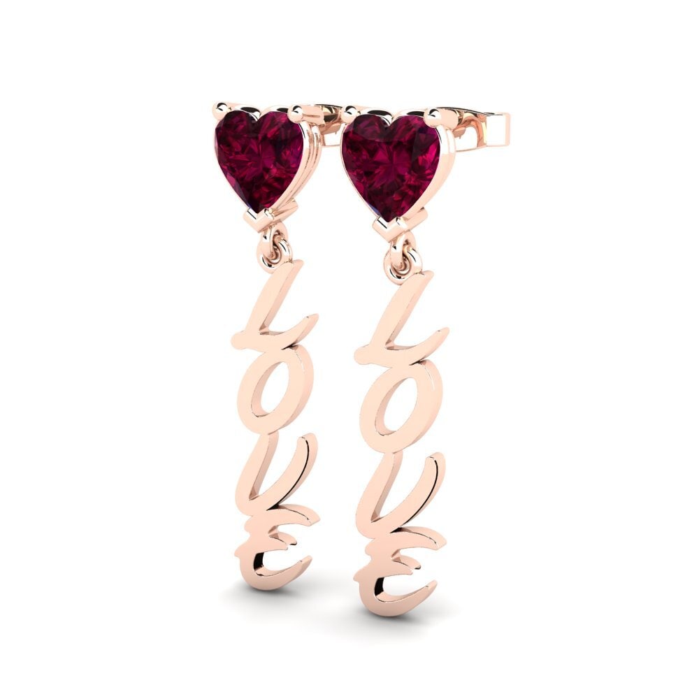 14k Oro Rosa Granate Rhodolite Pendiente de mujer Oak