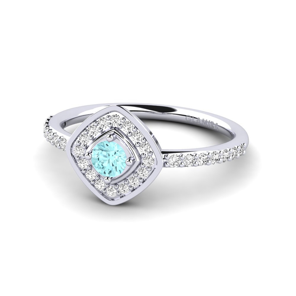 Aguamarina Anillo de compromiso Oblique