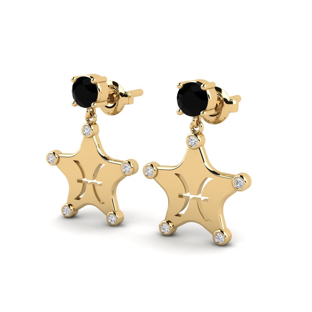 Saphir noir Boucle d'oreille femme Ocreal - Pisces