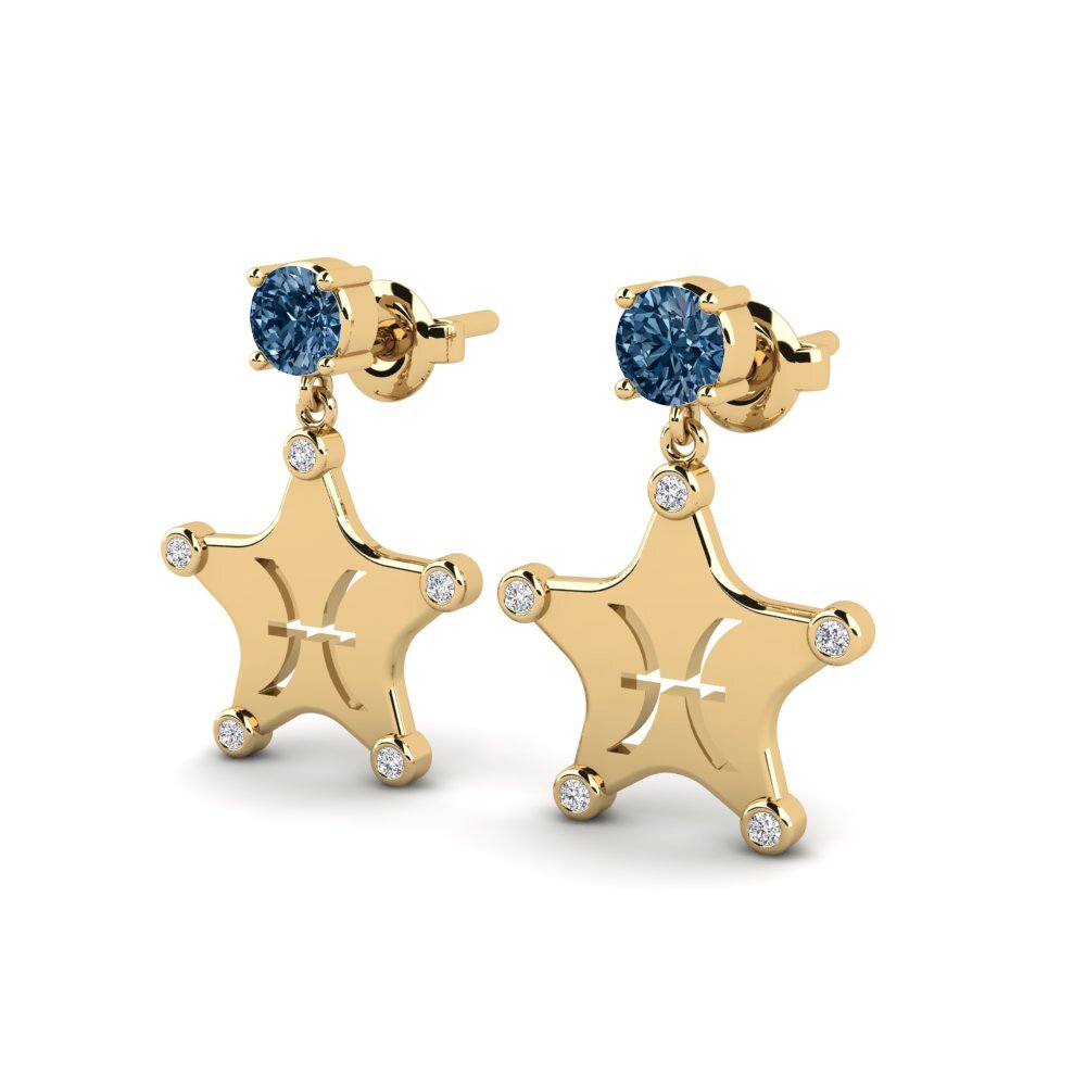 Diamant Bleu Boucle d'oreille femme Ocreal - Pisces
