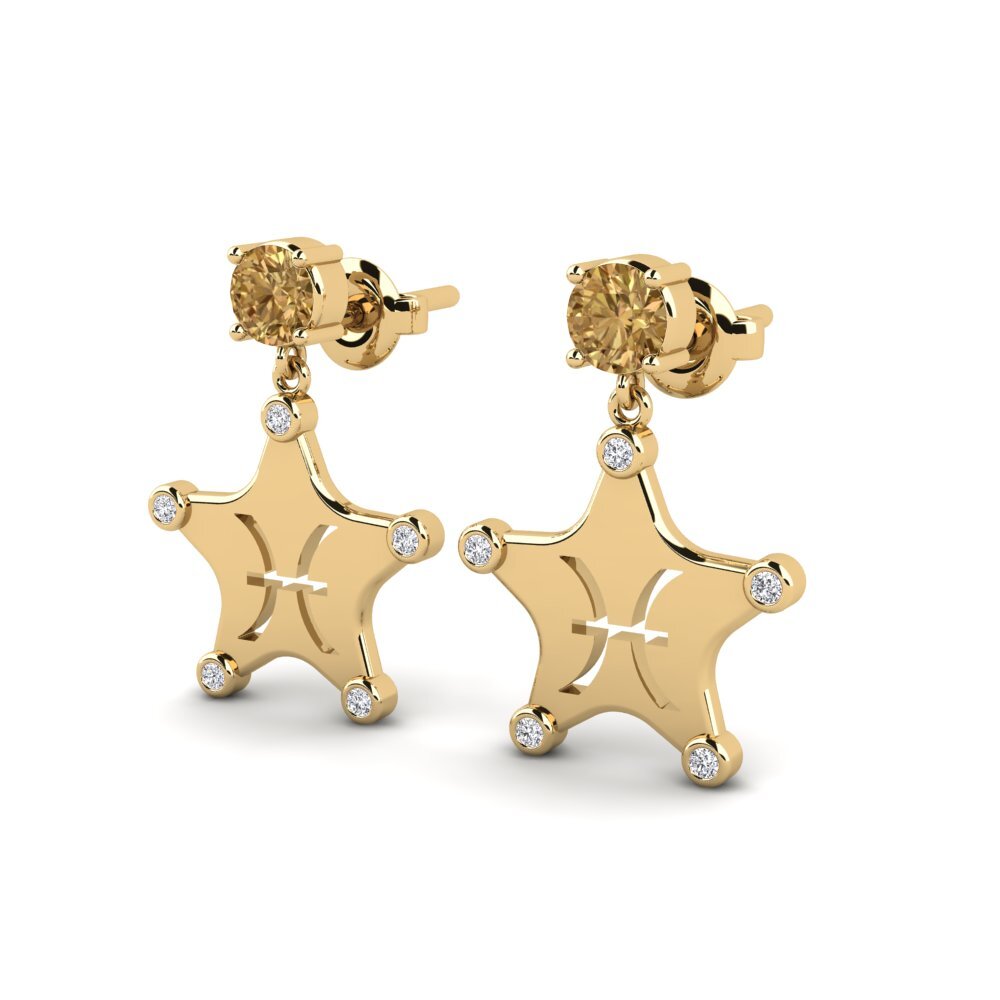 Diamant Brun Boucle d'oreille femme Ocreal - Pisces