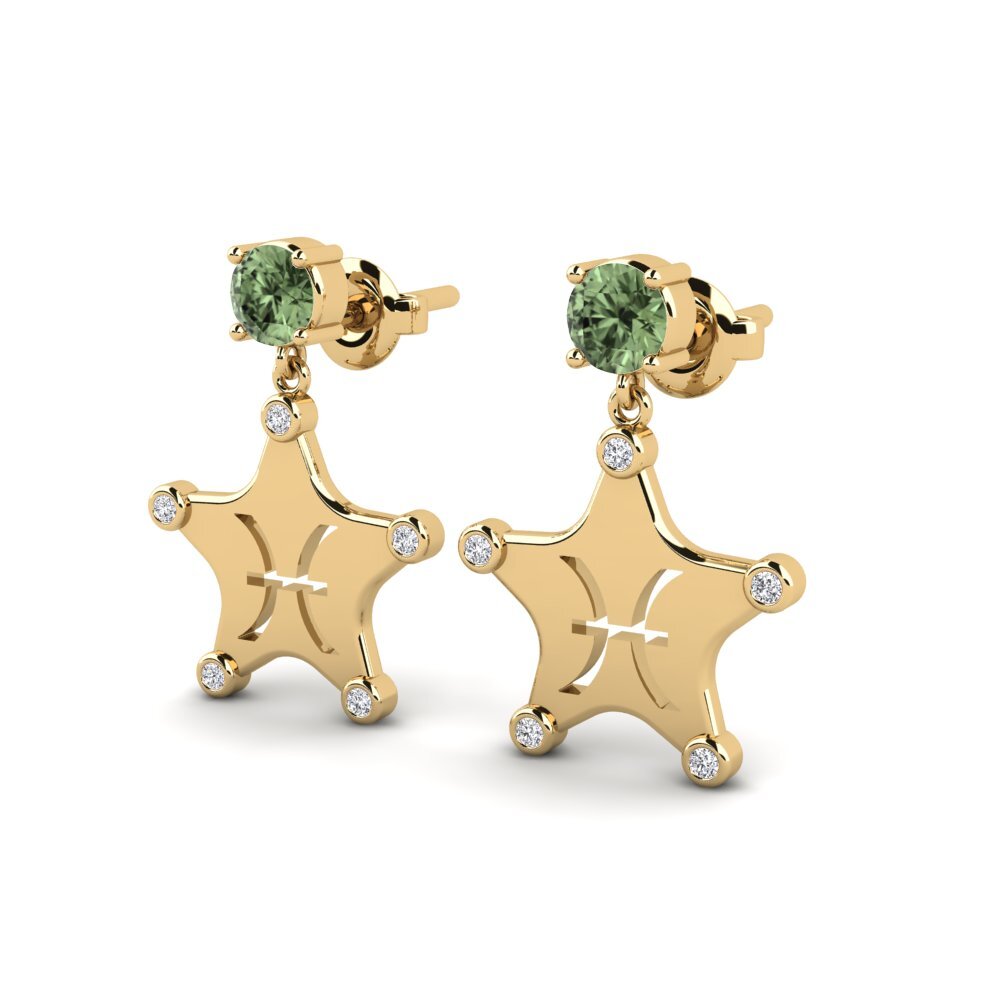 Saphir vert Boucle d'oreille femme Ocreal - Pisces