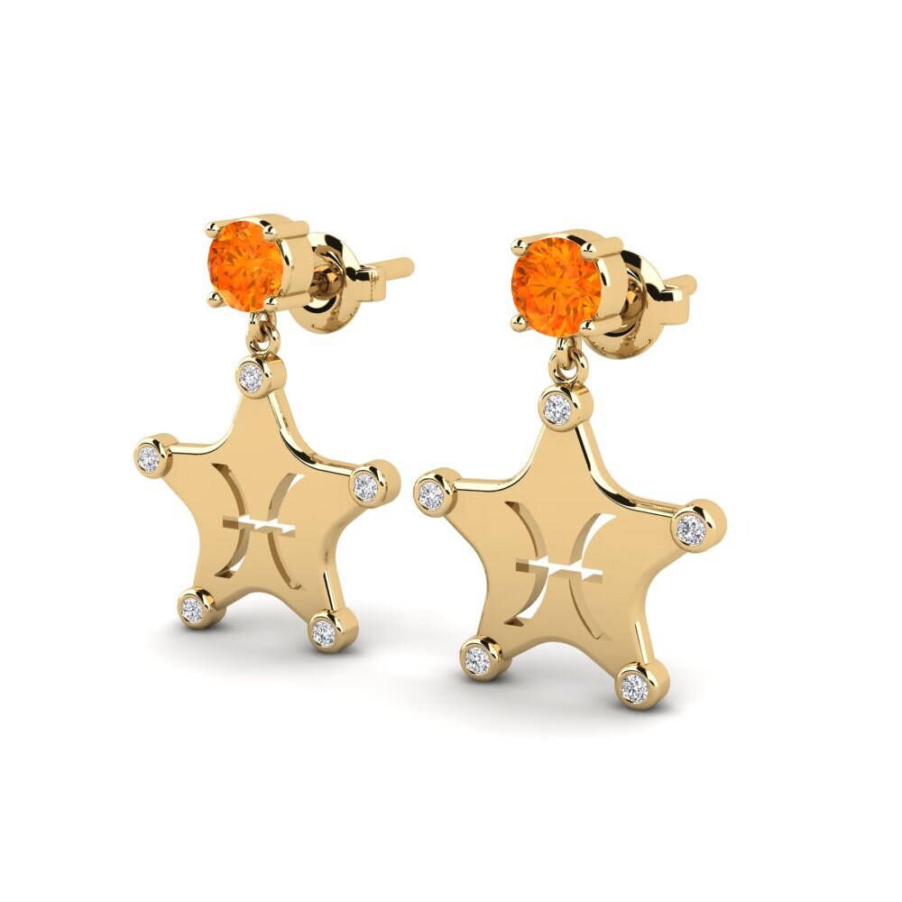 Orange Sapphire Women's Earring Ocreal - Pisces
