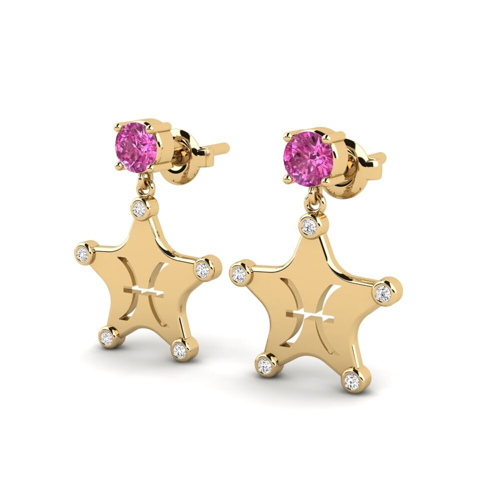 Pink Topaz Women's Earring Ocreal - Pisces
