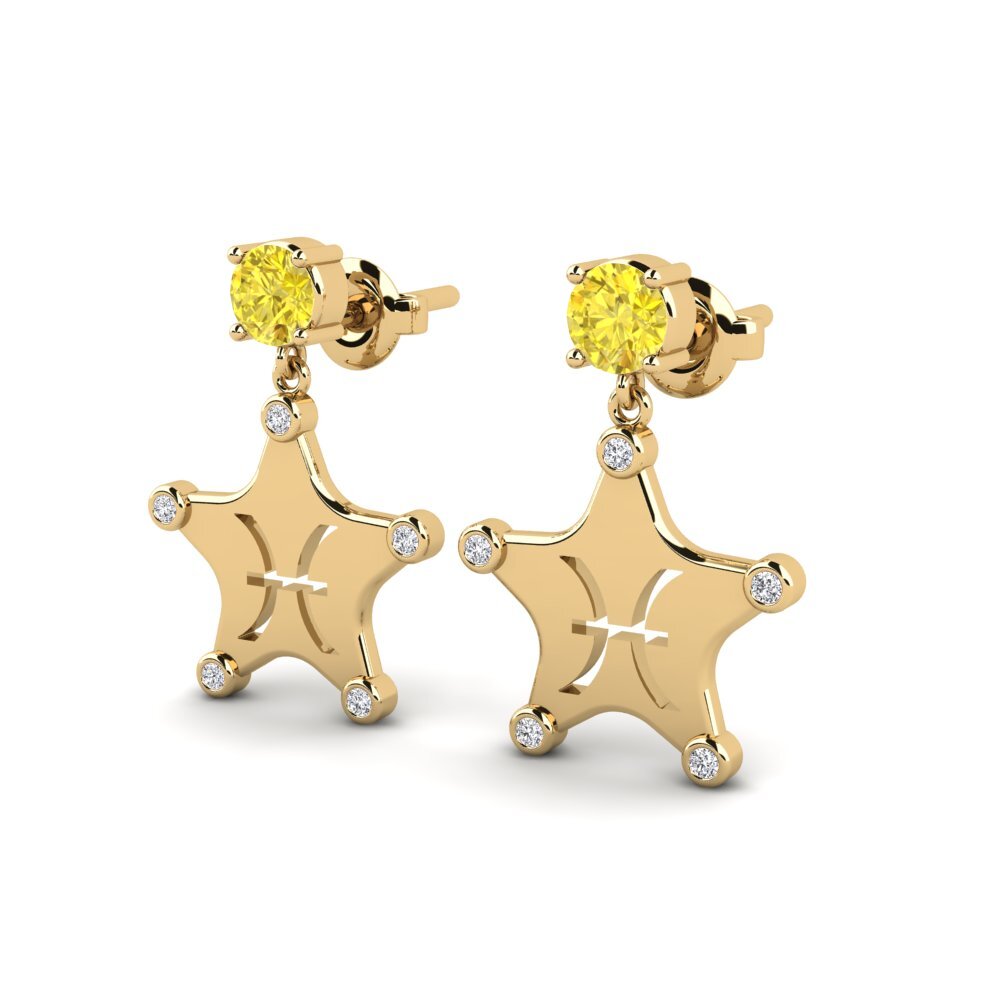 Saphir Jaune Boucle d'oreille femme Ocreal - Pisces