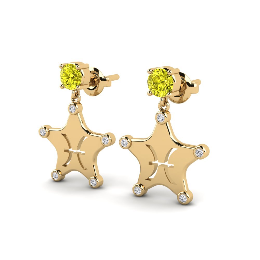 Diamant Jaune Boucle d'oreille femme Ocreal - Pisces