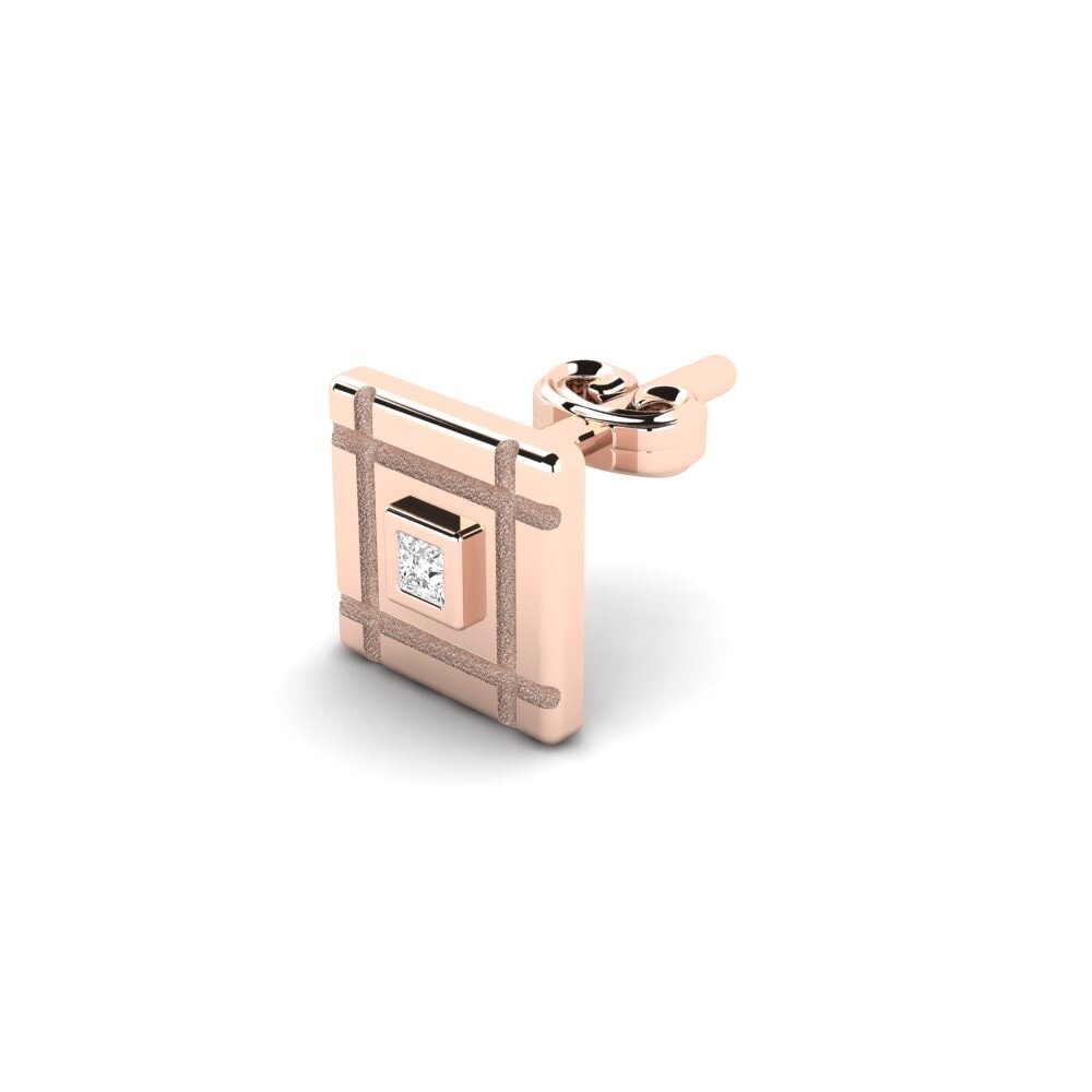 18ct Rose Gold White sapphire Men's Earring Oculus