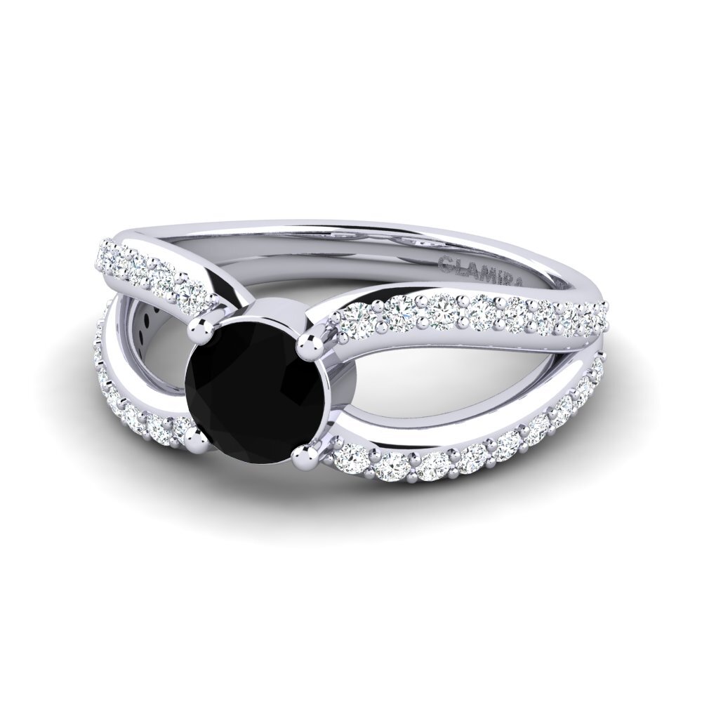 White Silver Black Onyx Women's Ring Odinga