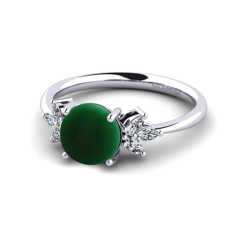950 Palladium Cabochon Emerald Ring Oghili
