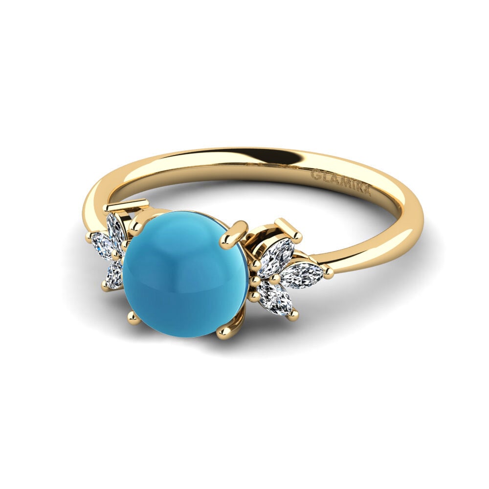 Topacio Azul Cabujón Anillo Oghili