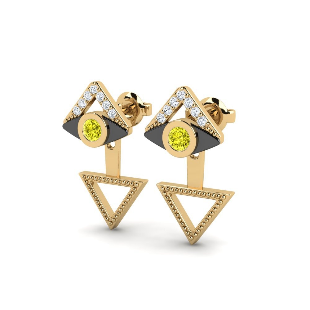 Diamant Jaune Boucle d'oreille femme Ojoamor