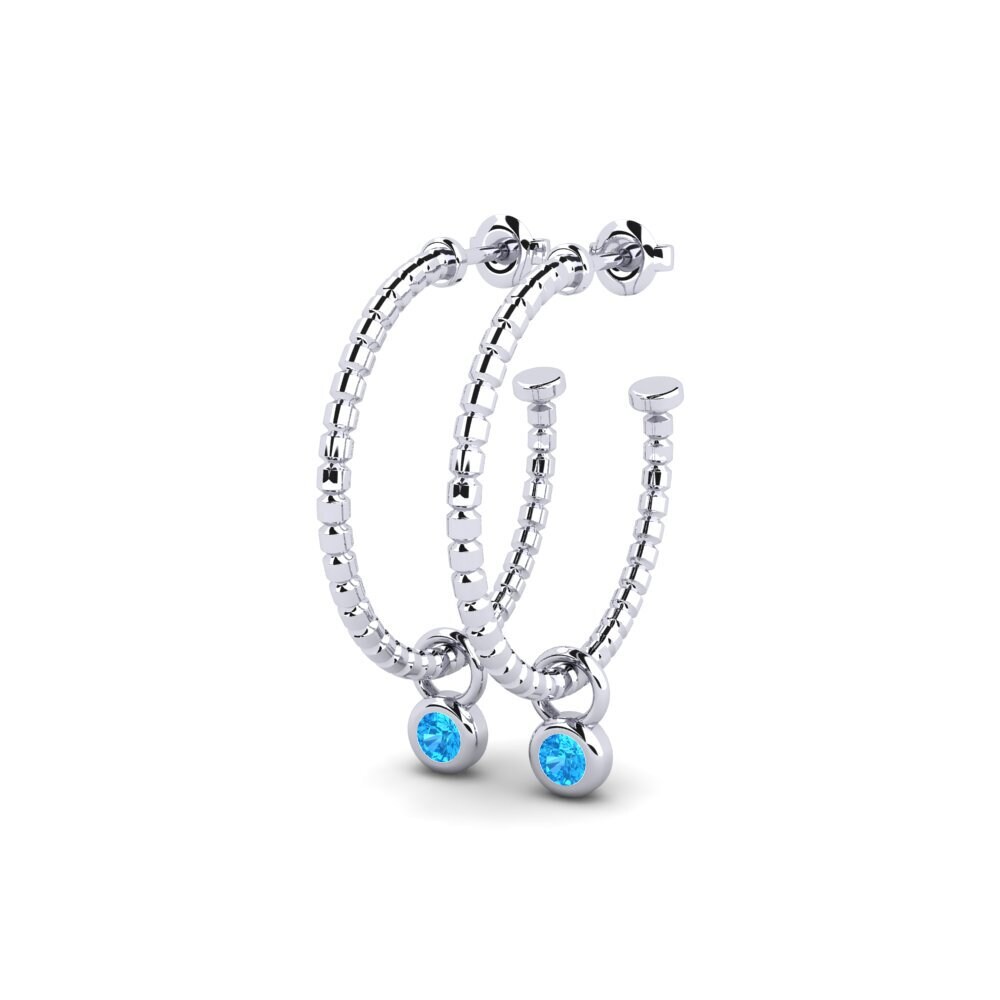 Oro Bianco 375 Topazio Azzurro Orecchino da donna Okene