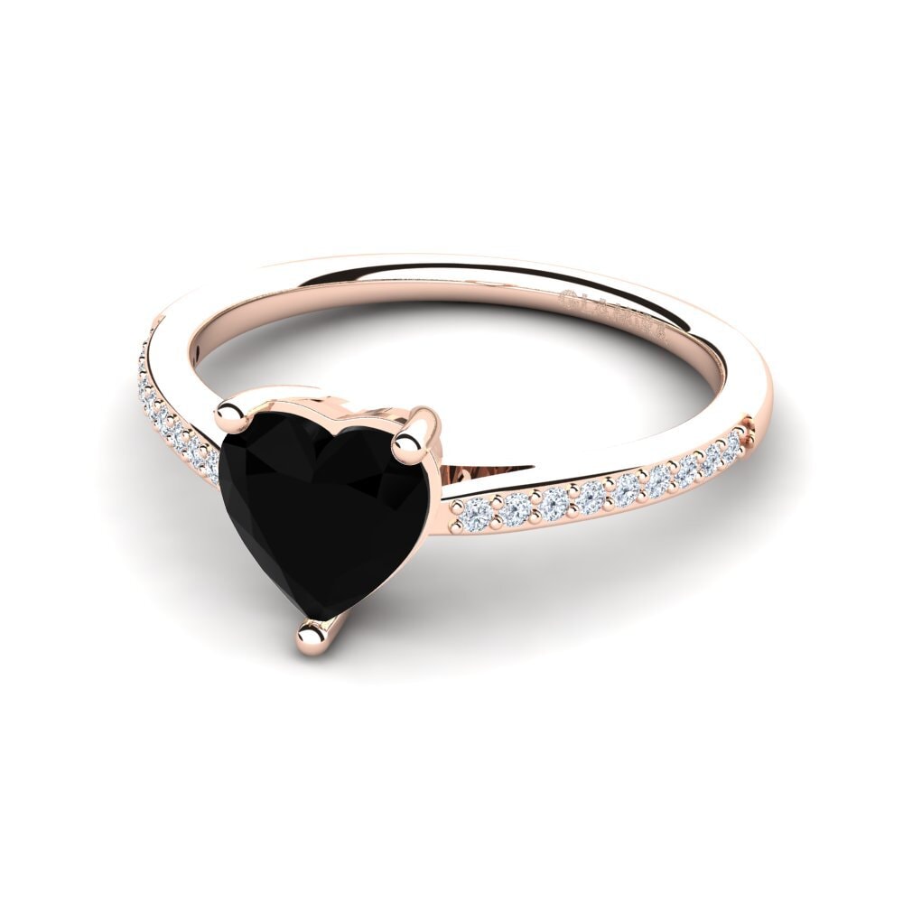 14ct Rose Gold Black Onyx Women's Ring Oleysa
