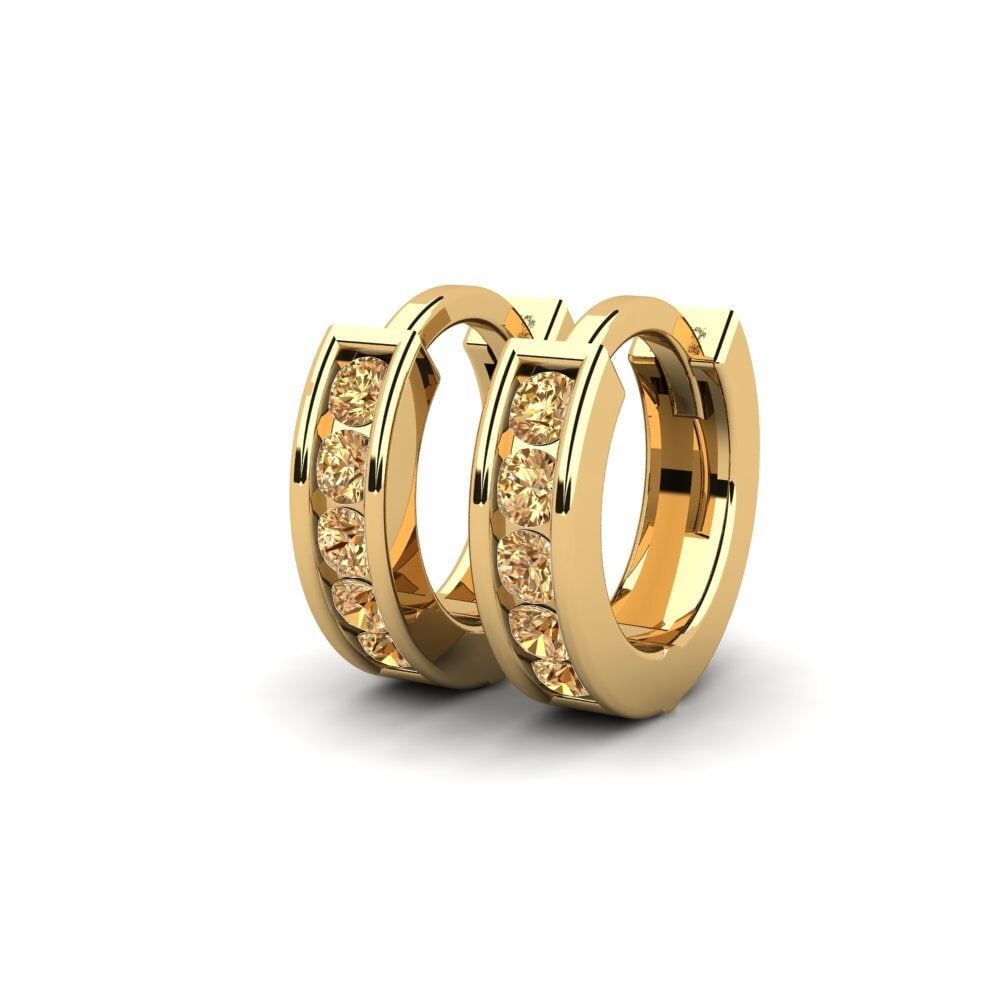 14K Yellow Gold Brown Diamond Earring Oliphant