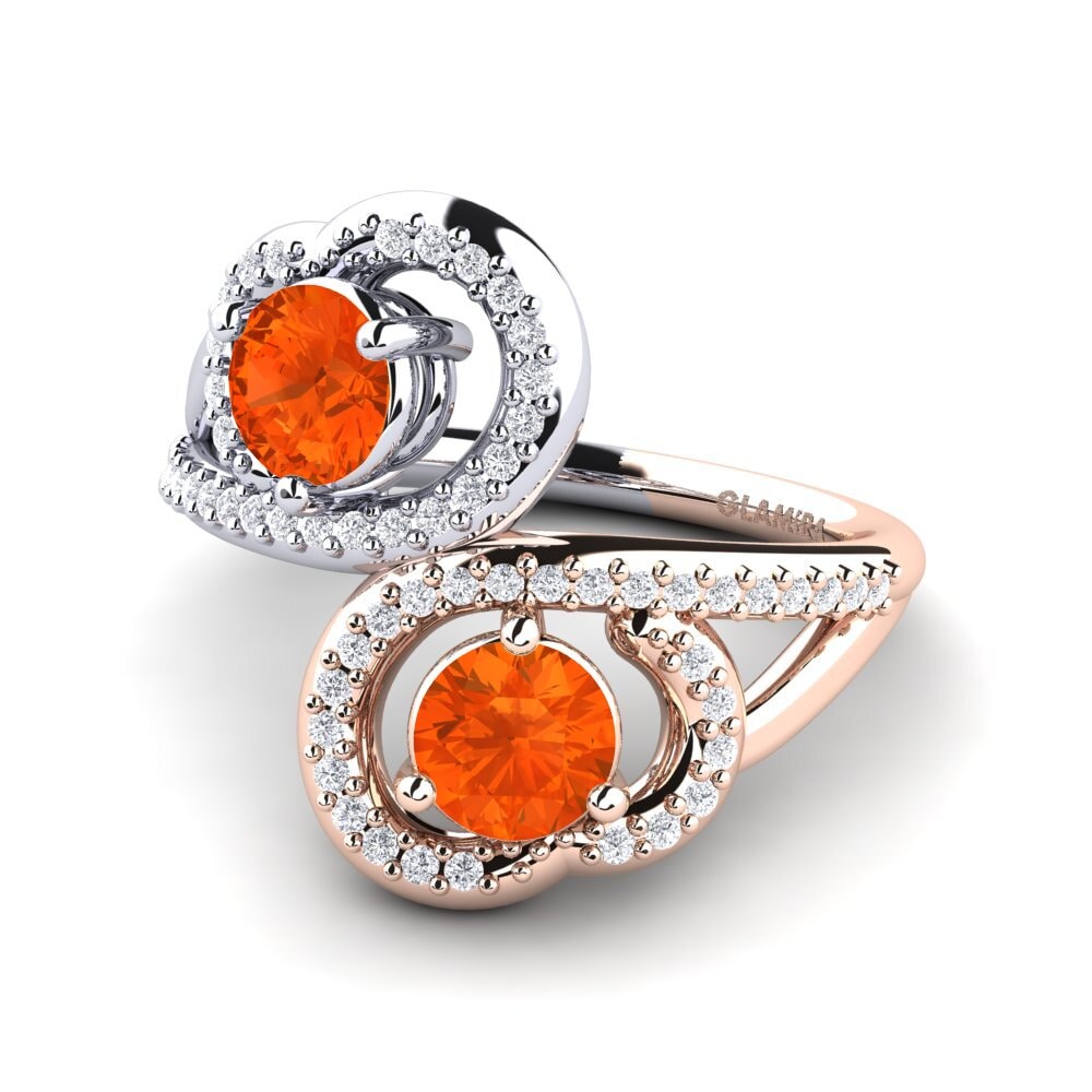 14ct Rose & White Gold Fire Opal Ring Olliana