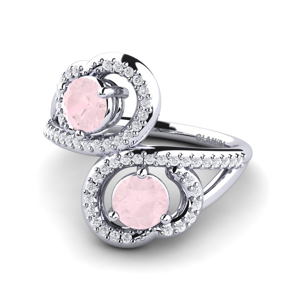 Or Blanc 9k Quartz Rose Bague Olliana