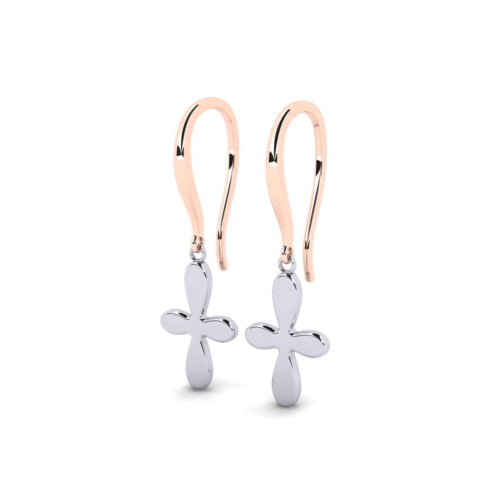 9k Oro Rosa/Blanco Pendientes Ollman