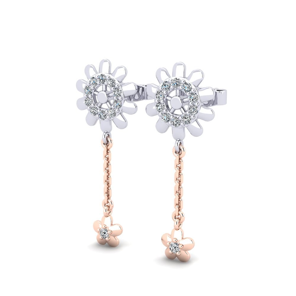 18k Oro Blanco / Rosa Pendiente de mujer Omanyte
