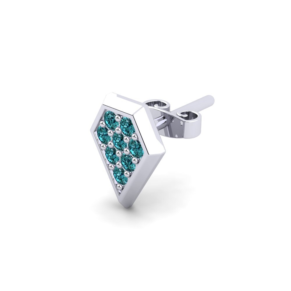 585 Bílé zlato Modrý diamant Pánské náušnice Ondant
