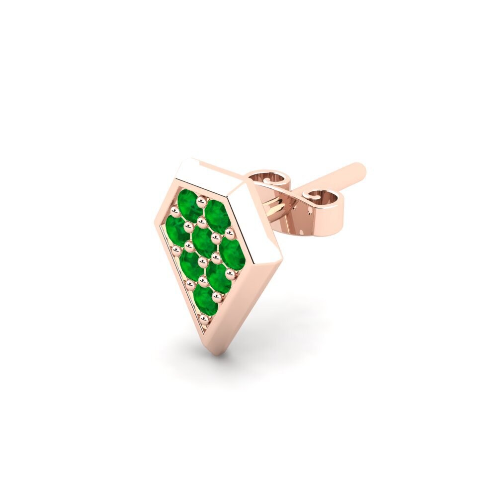 18ct Rose Gold Emerald Men's Earring Ondant