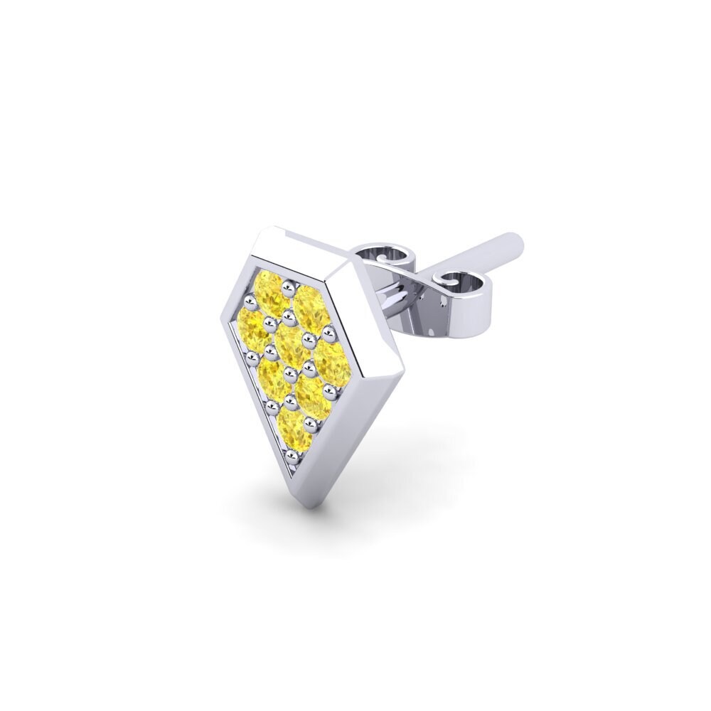 950 Palladium Yellow Sapphire Men's Earring Ondant