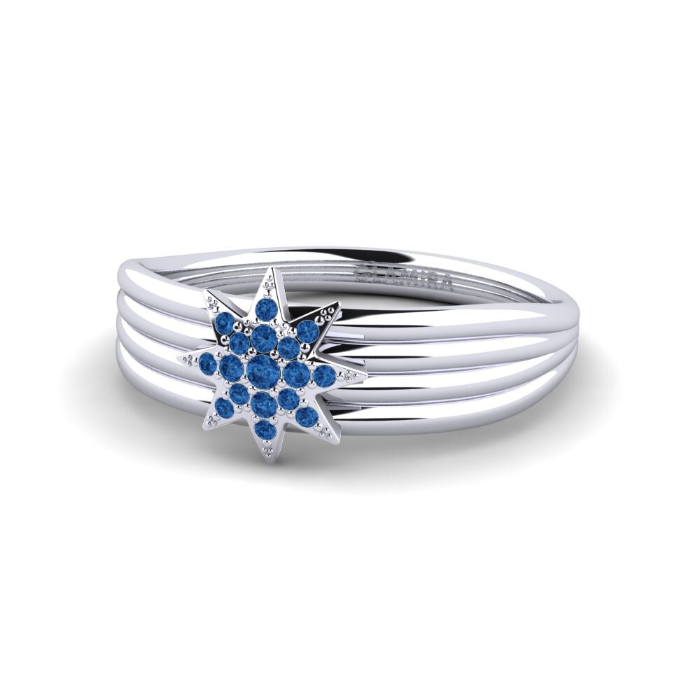 Zircônia azul escuro Anel Ondulato