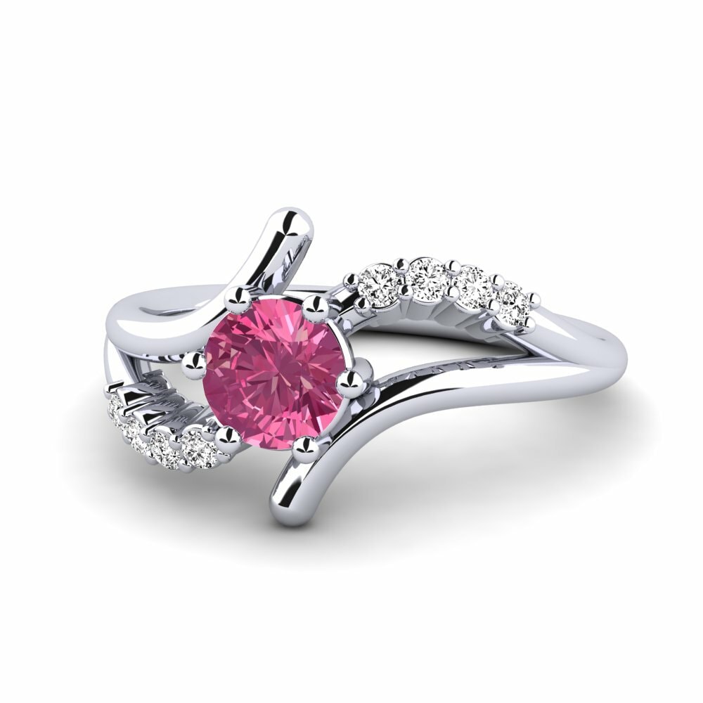 Plata 925 Redondo Turmalina rosa Anillo de Mujer Onearm