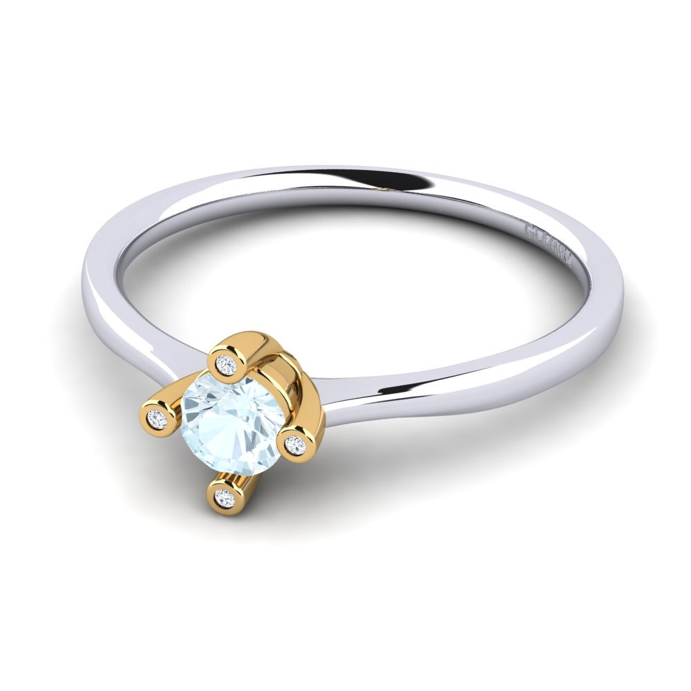 14ct White & Yellow Gold Aquamarine Women's Ring Onella 0.5 crt