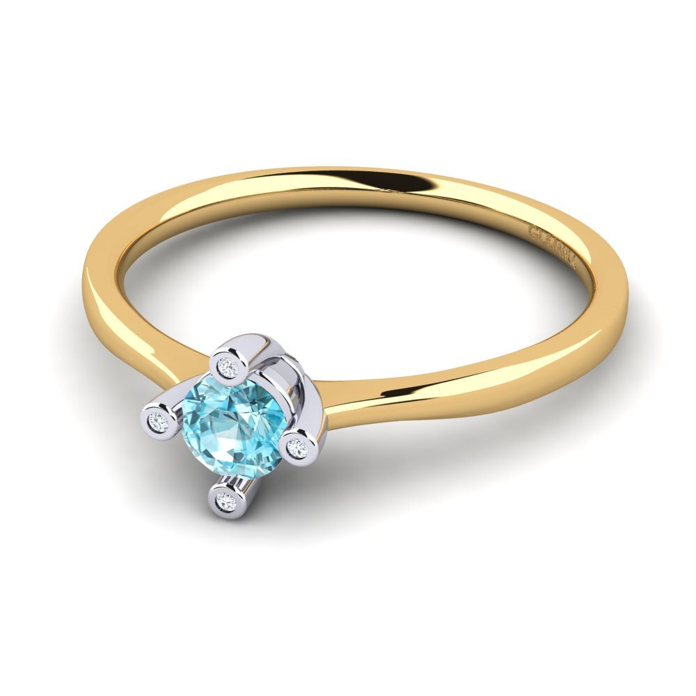 14ct Yellow & White Gold Blue Zircon Women's Ring Onella 0.5 crt