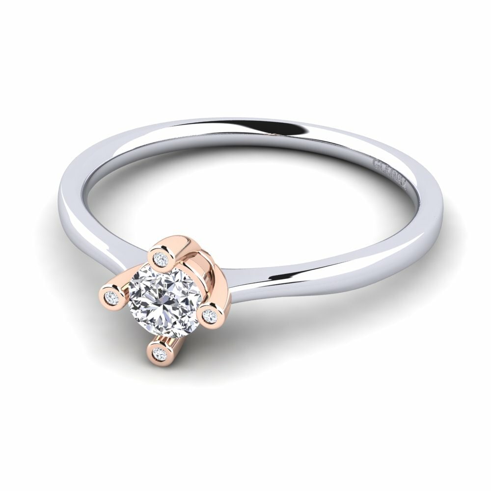 18k Oro Blanco & Rosa Anillo de Mujer Onella 0.5 crt