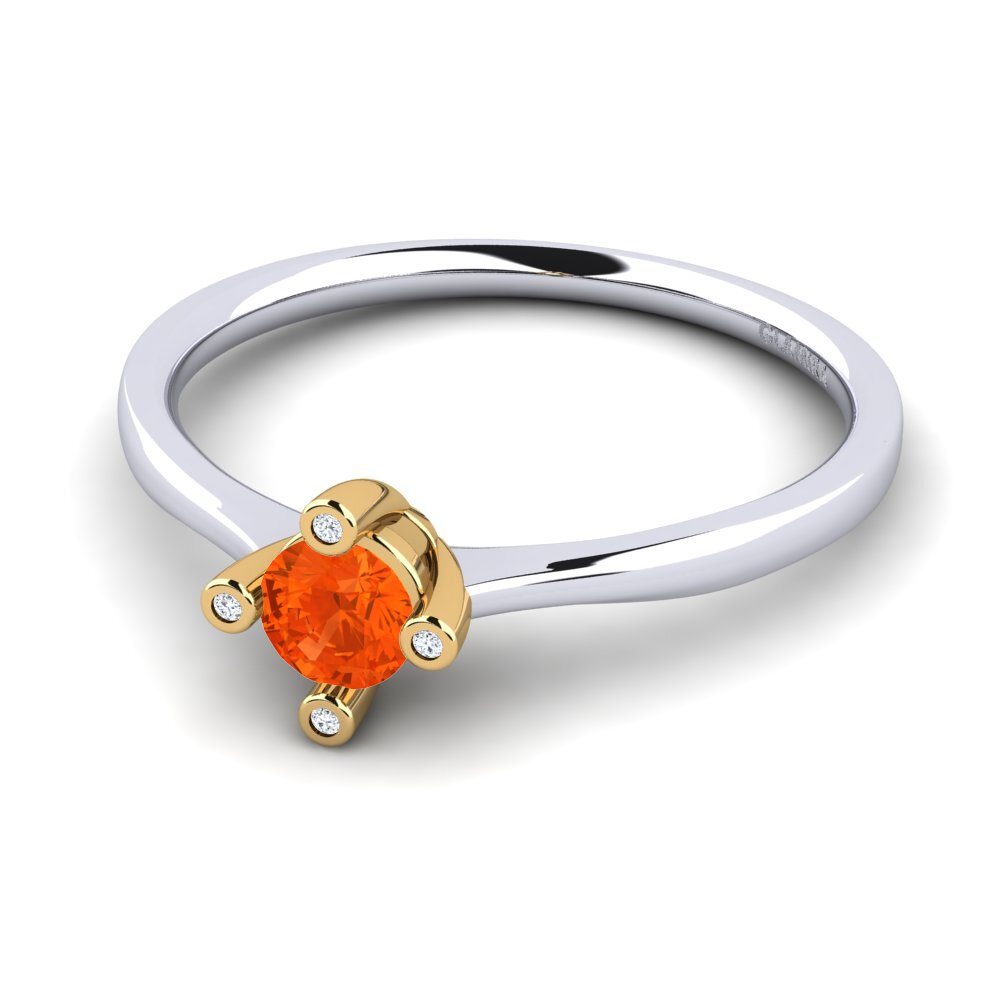 9ct White & Yellow Gold Fire Opal Women's Ring Onella 0.5 crt