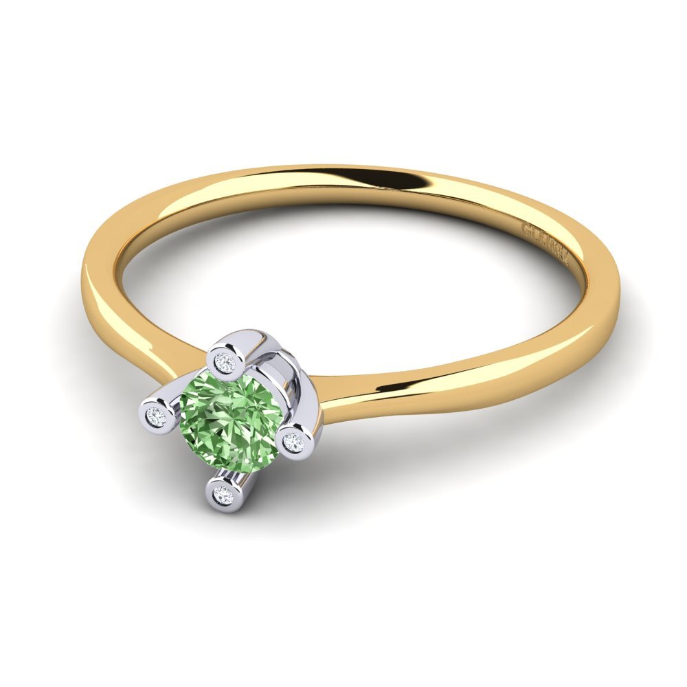 18ct Yellow & White Gold Green Diamond Women's Ring Onella 0.5 crt