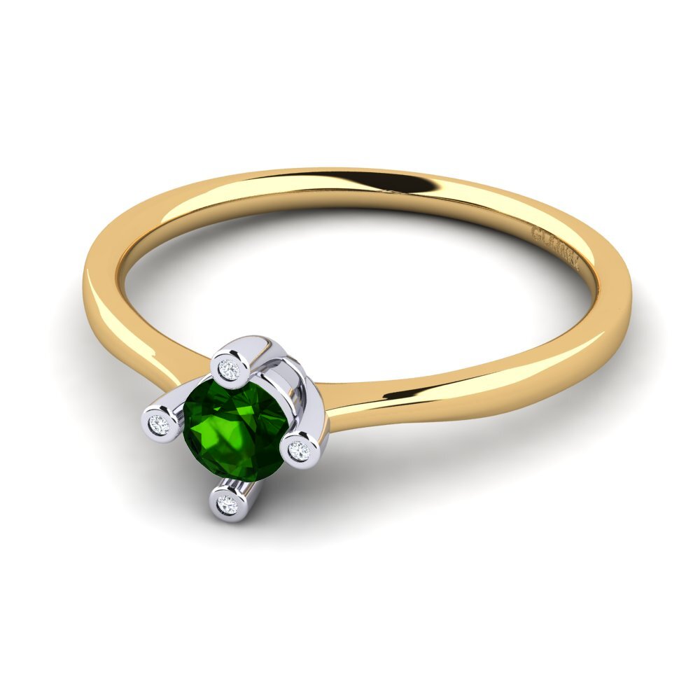 14ct Yellow & White Gold Green Tourmaline Women's Ring Onella 0.5 crt
