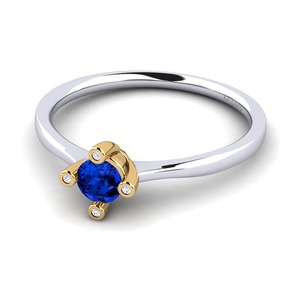 18ct White & Yellow Gold Sapphire (Lab Created) Women's Ring Onella 0.5 crt