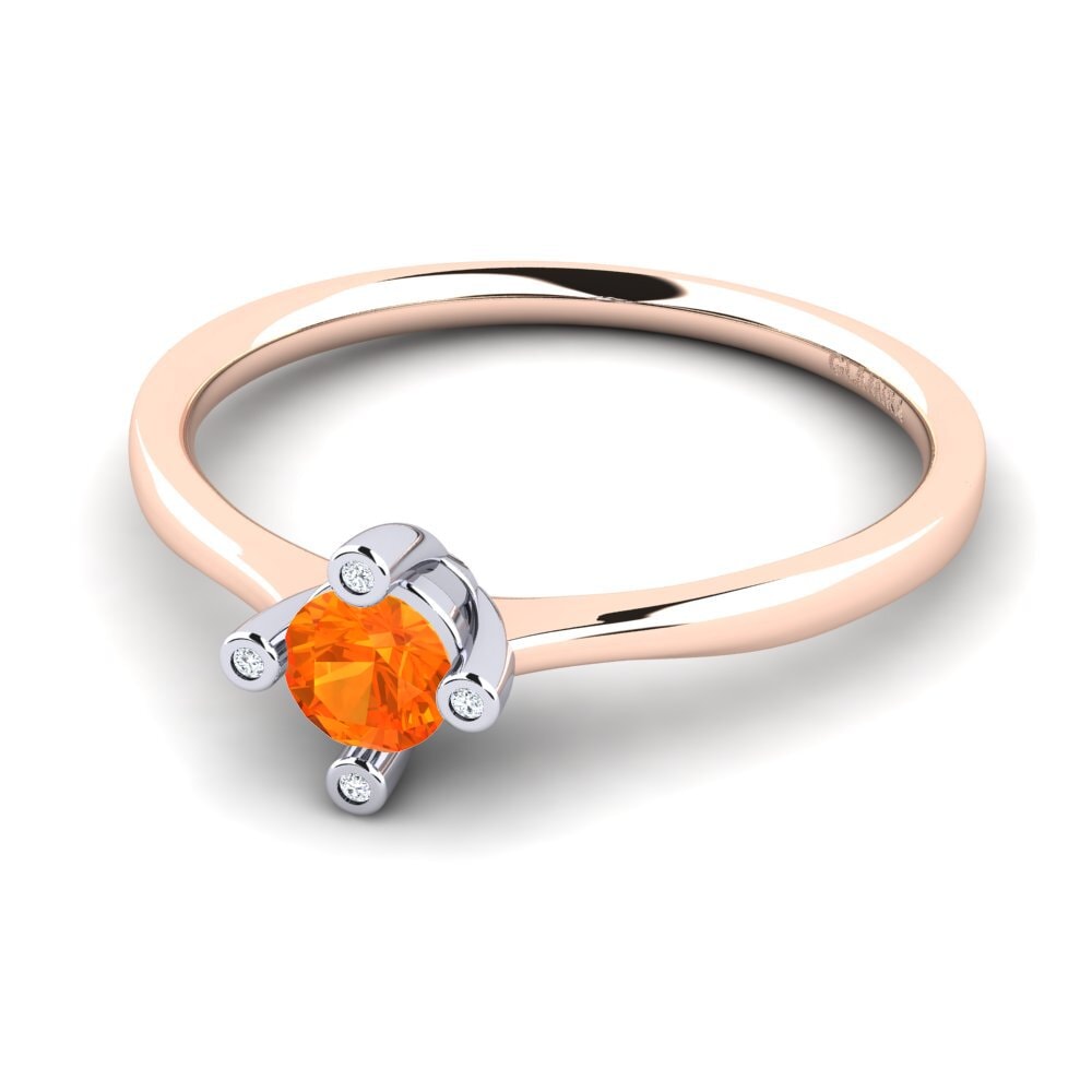 18ct Rose & White Gold Orange Sapphire Women's Ring Onella 0.5 crt