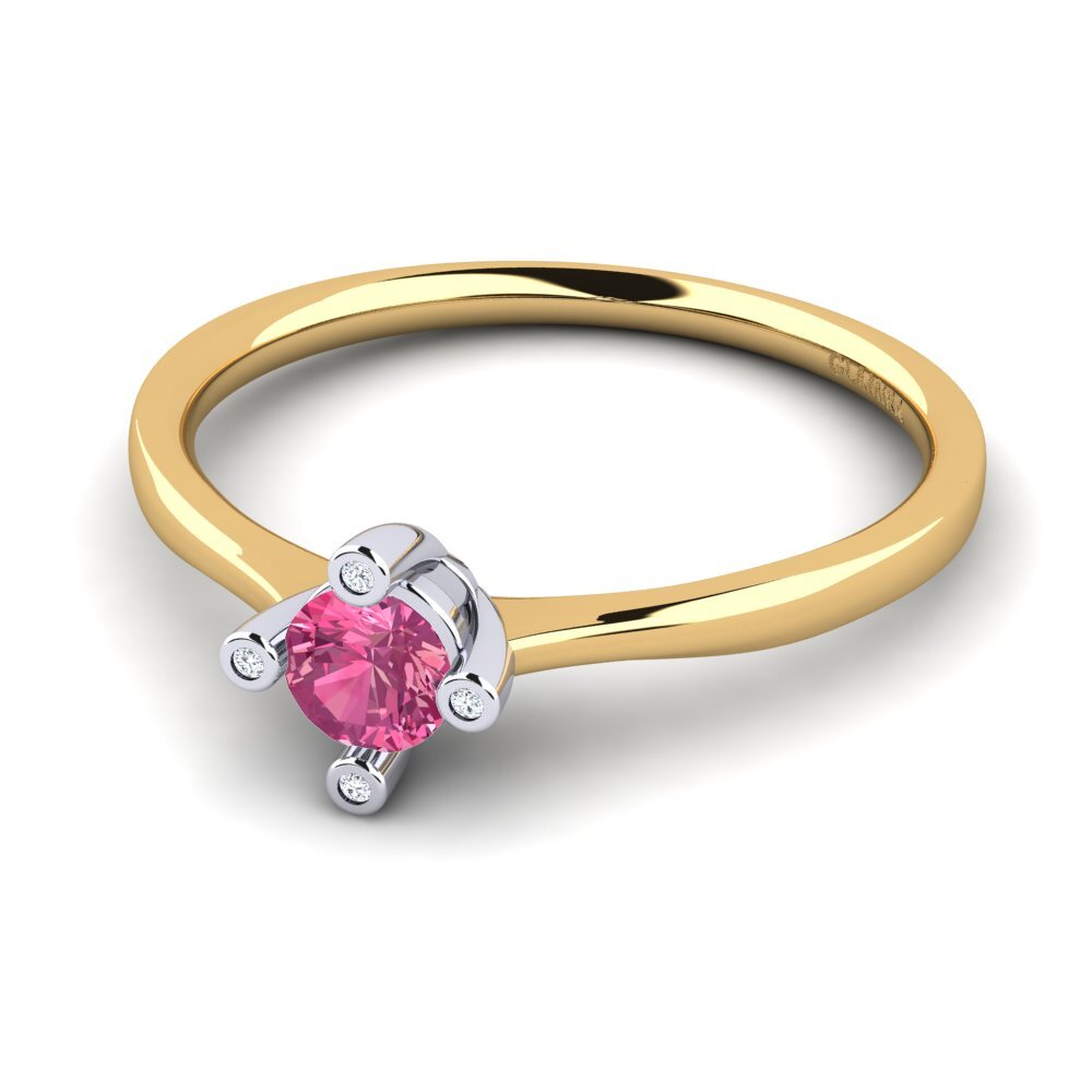 14ct Yellow & White Gold Pink Tourmaline Women's Ring Onella 0.5 crt
