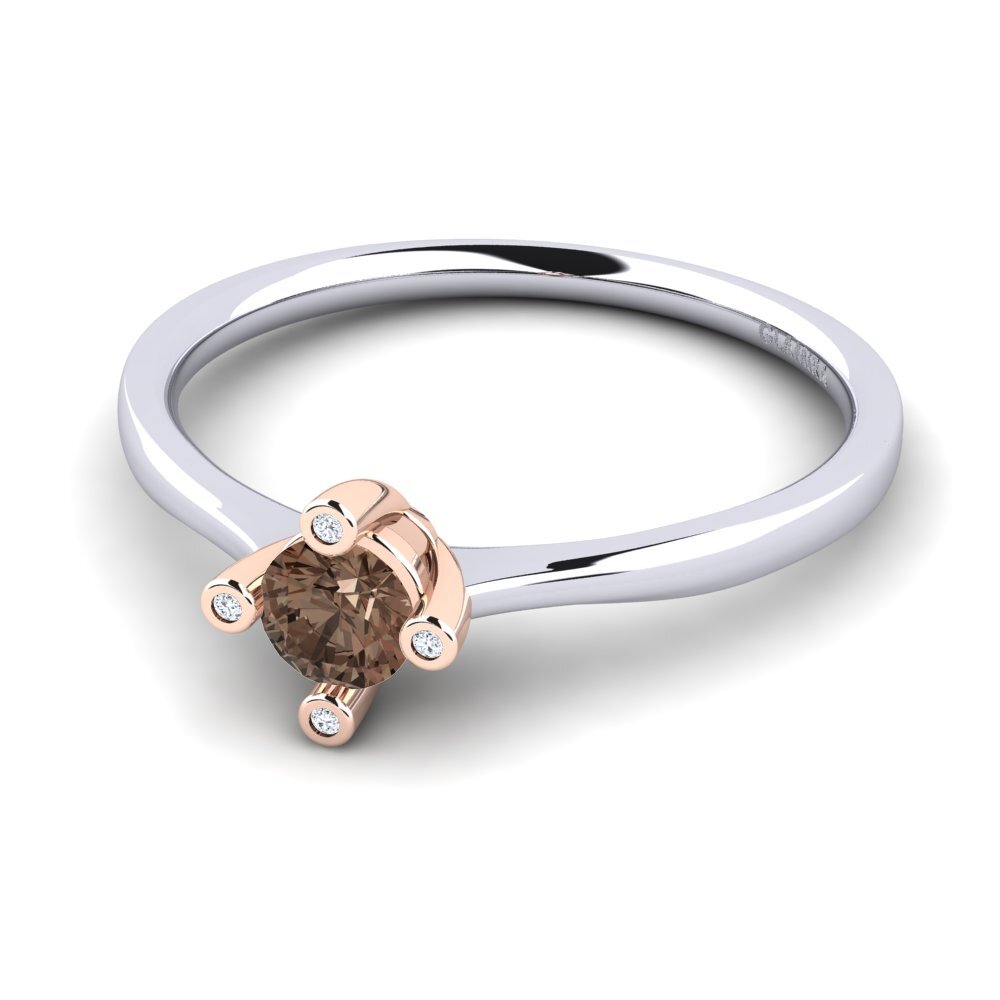 9ct White & Rose Gold Smoky Quartz Women's Ring Onella 0.5 crt