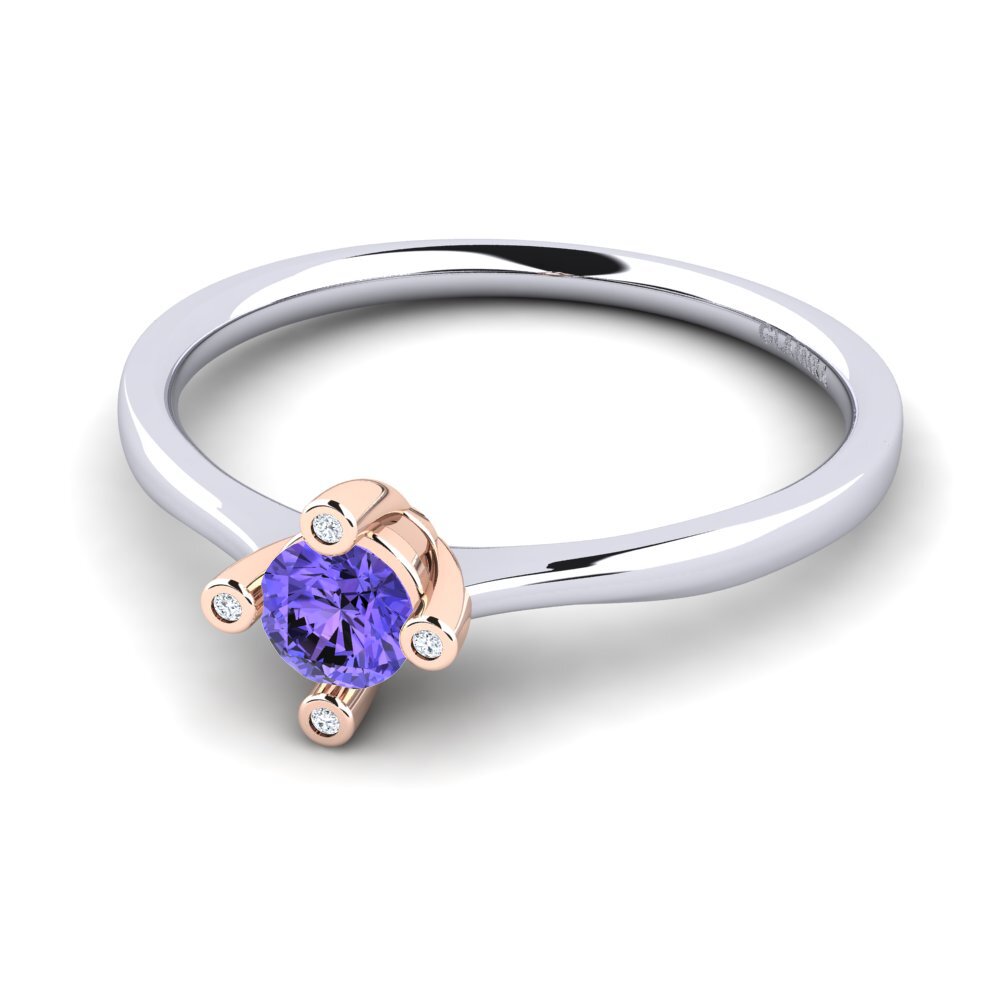 14ct White & Rose Gold Tanzanite Women's Ring Onella 0.5 crt