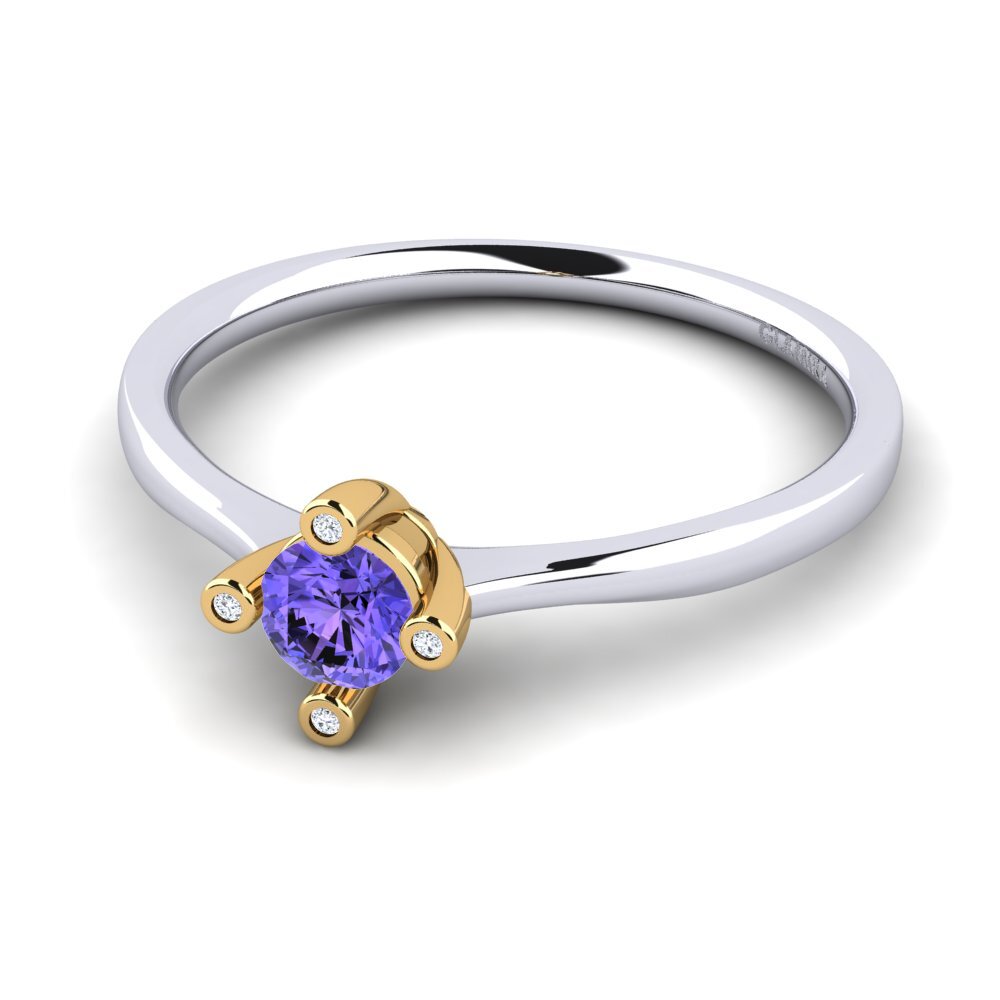 9ct White & Yellow Gold Tanzanite Women's Ring Onella 0.5 crt