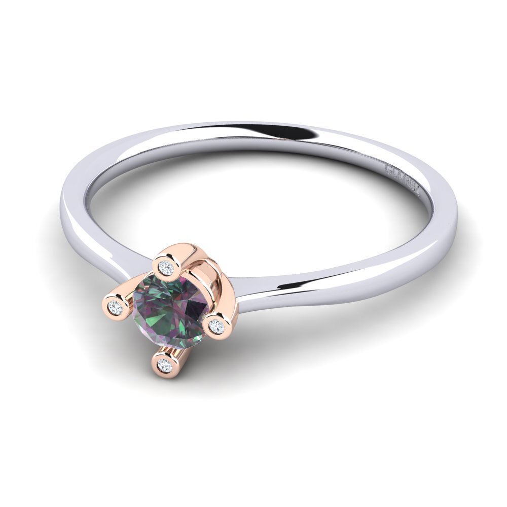 18ct White & Rose Gold Mystic Topaz Women's Ring Onella 0.5 crt