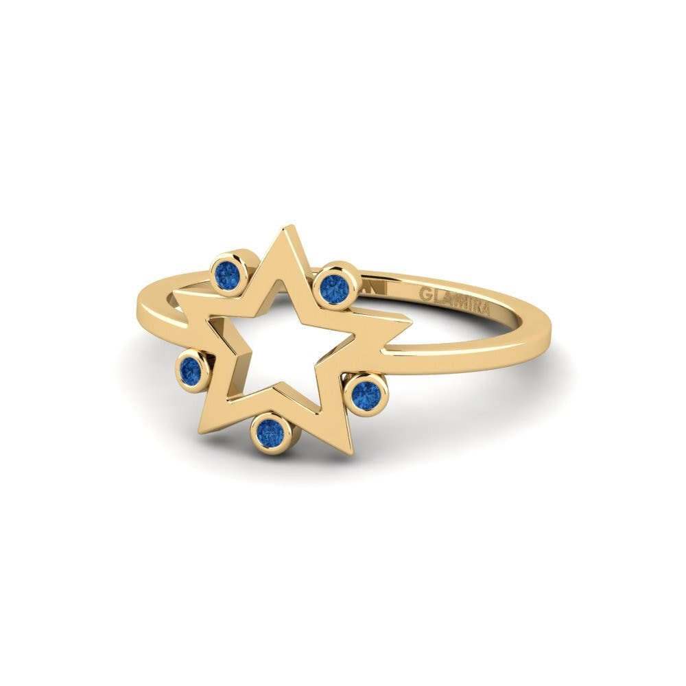 Zircônia azul escuro Anel Ongy