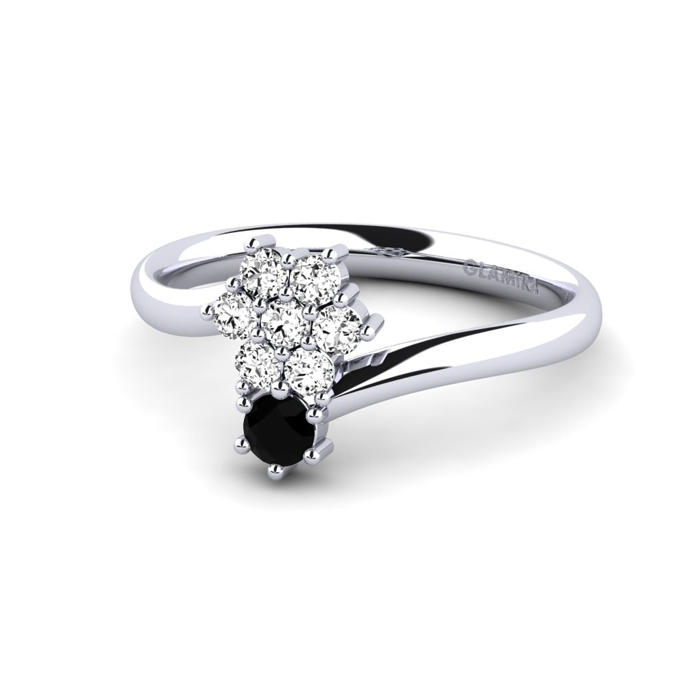 Ónix Negro Anillo Onlaid