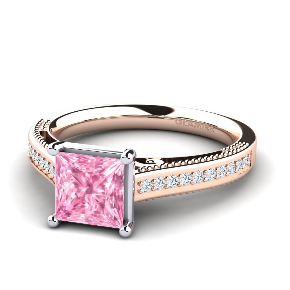9k Oro Rosa & Blanco Anillo de compromiso Lucetta